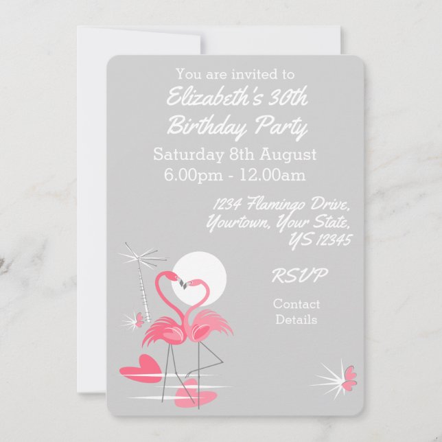 Flamingo Liebe Multiback Einladung (Vorderseite)