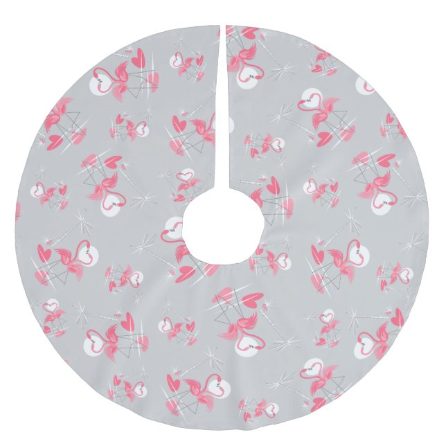 Flamingo Liebe Multitree-Rock Polyester Weihnachtsbaumdecke (Vorderseite)