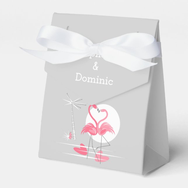 Flamingo Liebe Name und Date Fevor Box Zelt Geschenkschachtel (Vorderseite)