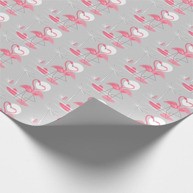 Flamingo Liebe Packpapier gekachelt (Ecke)