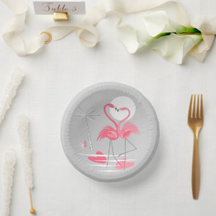 Flamingo-Liebe Pappteller