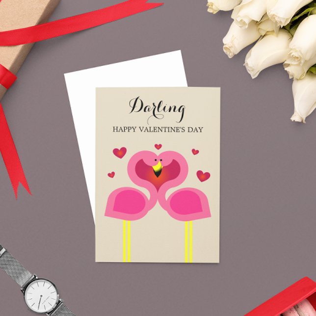 Flamingo Liebe Personalisiert Valentinstag Card Feiertagskarte (Von Creator hochgeladen)