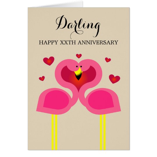 Flamingo-Liebe-personalisierte Jahrestags-Karte Karte