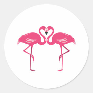 Flamingo-Liebe Runder Aufkleber