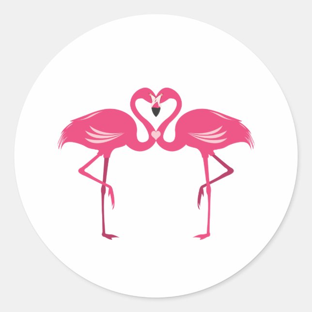 Flamingo-Liebe Runder Aufkleber (Vorderseite)