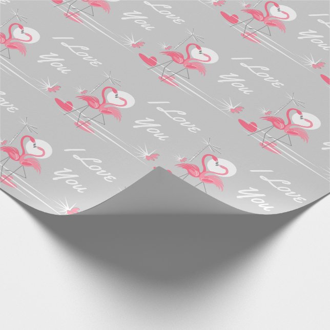 Flamingo Liebe Seite I Liebe Sie Packpapier (Ecke)