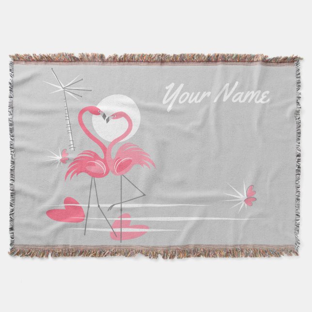 Flamingo-Liebe-Seitlicher Textwerfer Decke (Vorderseite)