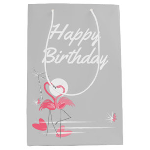 Flamingo Liebe Side Happy Birthday Medium Mittlere Geschenktüte