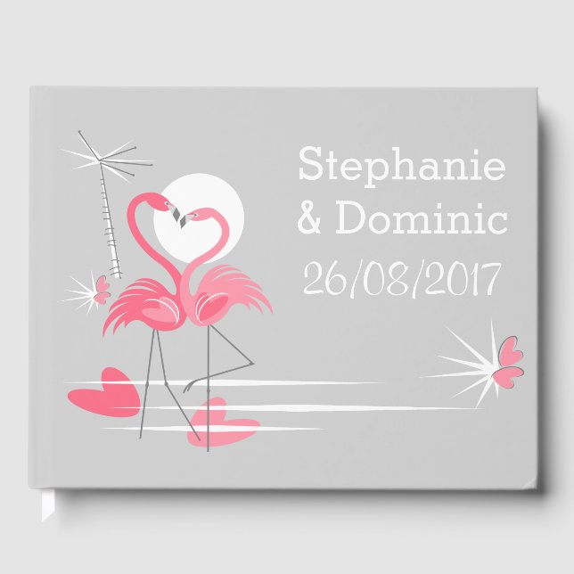 Flamingo Liebe Side Names Dates Gästebuch (Vorderseite)