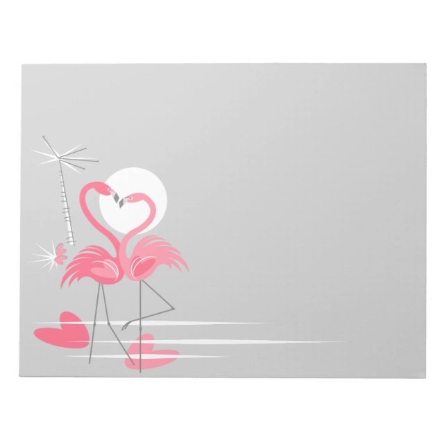 Flamingo Liebe Side Notizblock horizontal (Vorderseite)