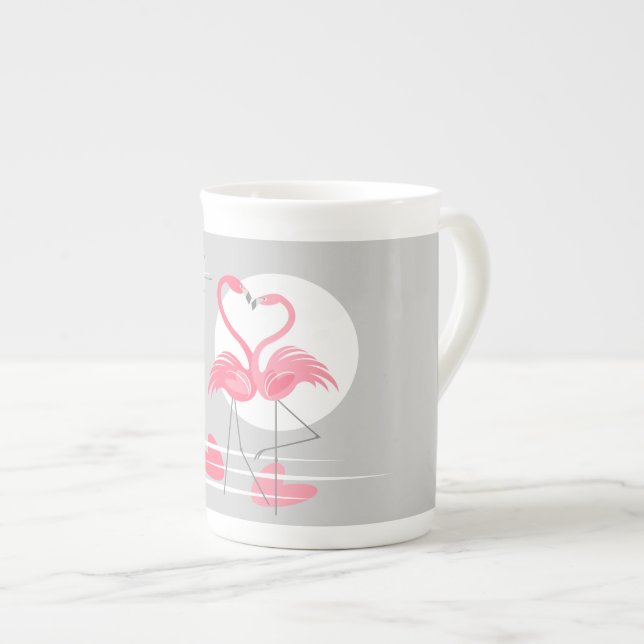 Flamingo Liebe Tasse Knochen China (Vorderseite Rechts)