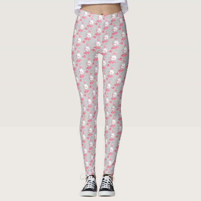 Flamingo Liebe Tiled Leggings (Vorderseite)