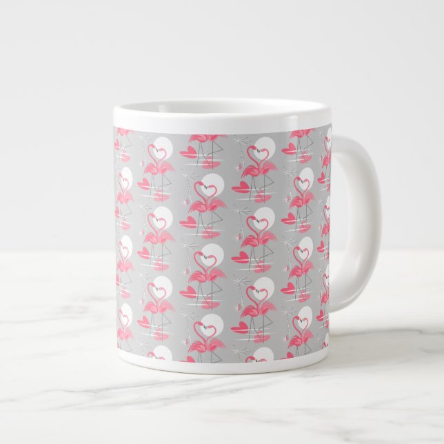 Flamingo Liebe Tiled Tasse Jumbo (Vorderseite Rechts)