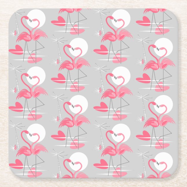 Flamingo Liebe Tiled Untersetzer Platz (Vorderseite)