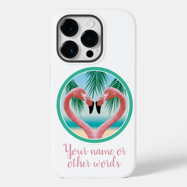 Flamingo Liebe (Tropical Valentine) Case-Mate iPho iPhone 14 Pro Hülle (Rückseite)