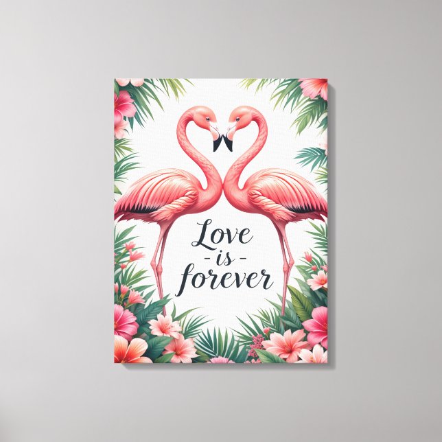 Flamingo Liebe Tropisches Dekor Leinwanddruck (Vorderseite)