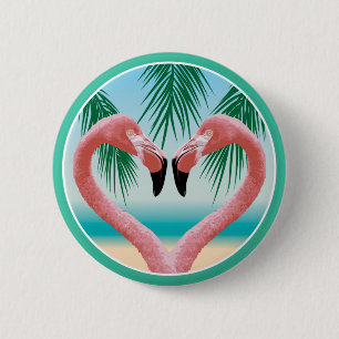 Flamingo-Liebe (Tropisches Valentin) Button