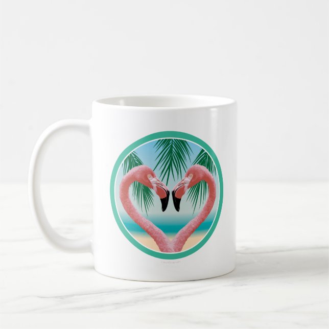 Flamingo-Liebe (Tropisches Valentin) Kaffeetasse (Links)
