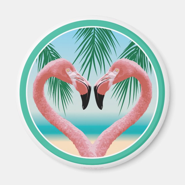 Flamingo-Liebe (Tropisches Valentin) Magnet (Vorne)