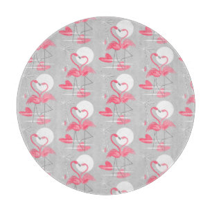 Flamingo-Liebe Verschachtelte Schneidpappe rund Schneidebrett