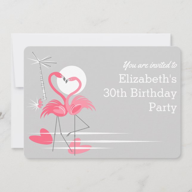 Flamingo Liebe "You are welcome" Einladung (Vorderseite)