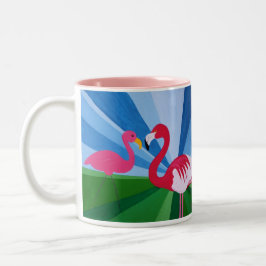 Flamingo-Liebe? Zweifarbige Tasse