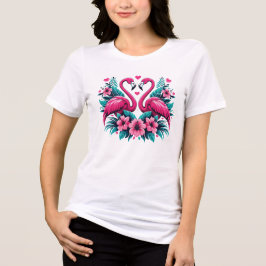 Flamingo-Liebesherz – Tropische Blumenromanze Tri-Blend Shirt