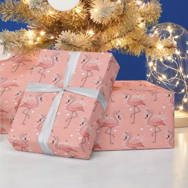 Flamingo-Liebesmuster Valentinstag Geschenkpapier (Feiertage)