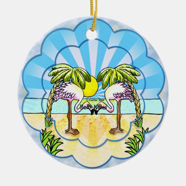 Flamingo Liebhaber Keramik Ornament (Vorne)