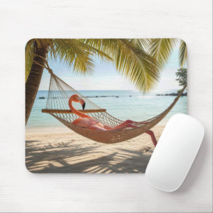 Flamingo liegt in einer Hängematte Mousepad