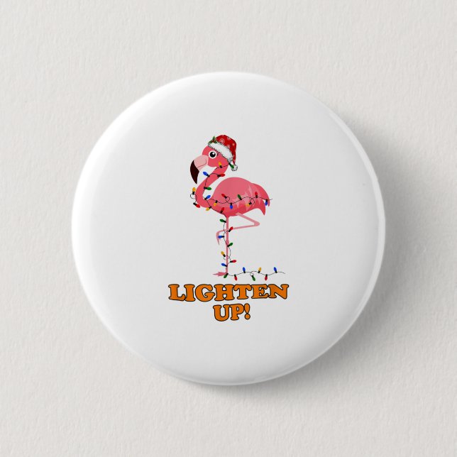 Flamingo Lighten Up Frohe Weihnachten Button (Vorderseite)