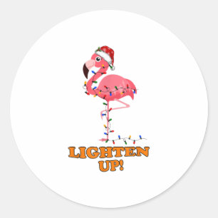 Flamingo Lighten Up Frohe Weihnachten Runder Aufkleber