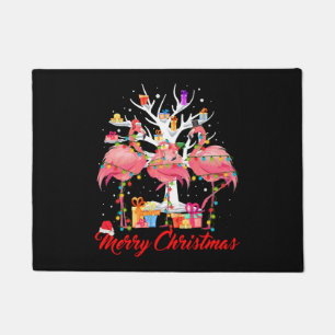 Flamingo Lights Santa Hat Sweater Tree Christmas Fußmatte