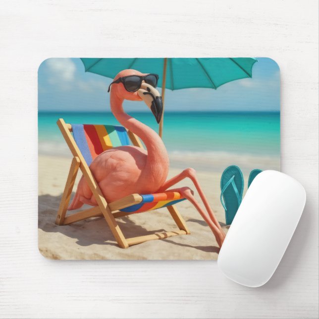 Flamingo Lounges am Strand Mousepad (Mit Mouse)