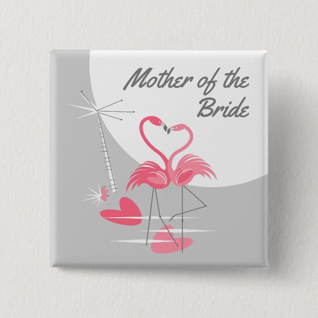 Flamingo Love Large Moon Mother of the Bride Button (Vorderseite)