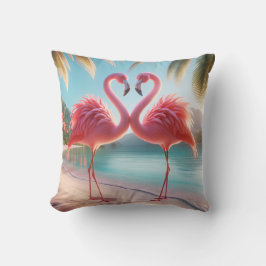 Flamingo Love Tropical Coastal Throw Pillow Kissen