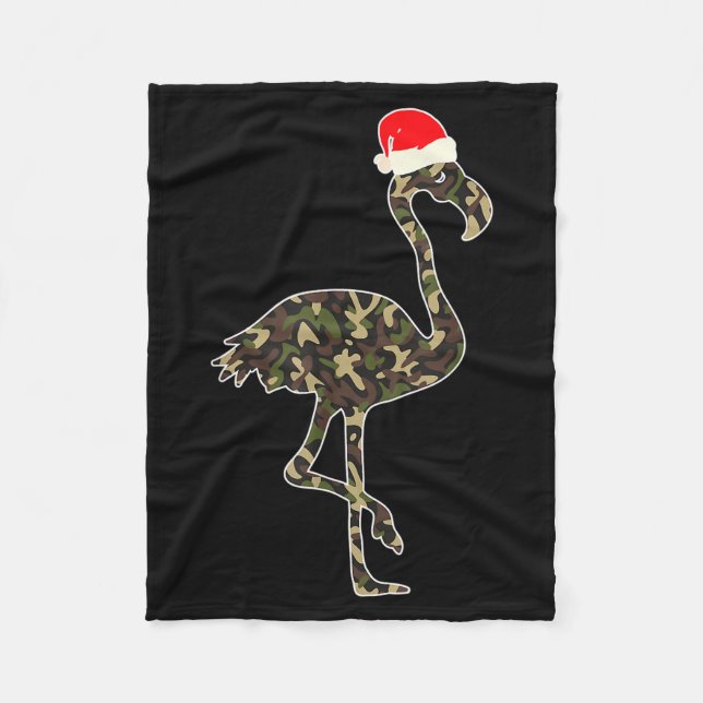 Flamingo Lover Christmas Santa Hat Camouflage Illu Fleecedecke (Vorderseite)