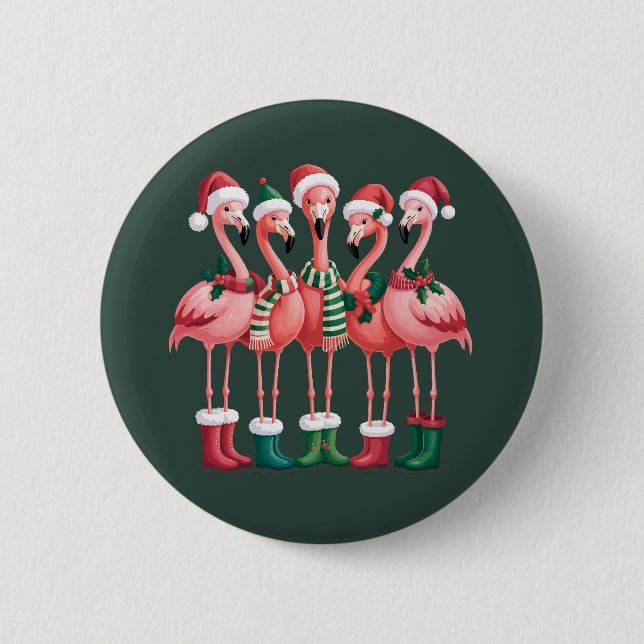 Flamingo Lover Geschenk Weihnachten Frohe Weihnach Button (Vorderseite)