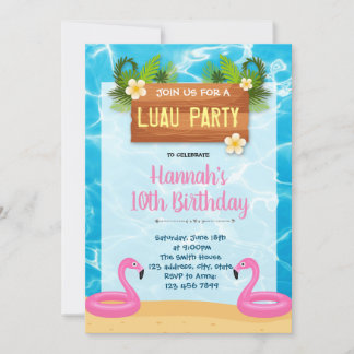Flamingo luau Geburtstagsparty Einladung