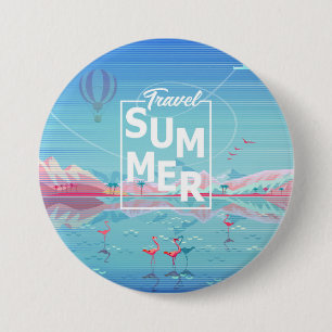 Flamingo Magic Travel Summer Tropical Sea Beach Button