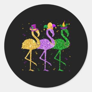 Flamingo Mardi Gras Funny Mask Beads Karneval Teil Runder Aufkleber