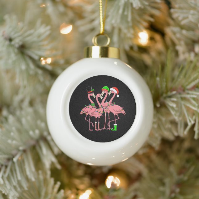 Flamingo Merry Christmas Funny Flamingo Lover Gesc Keramik Kugel-Ornament (Baum)