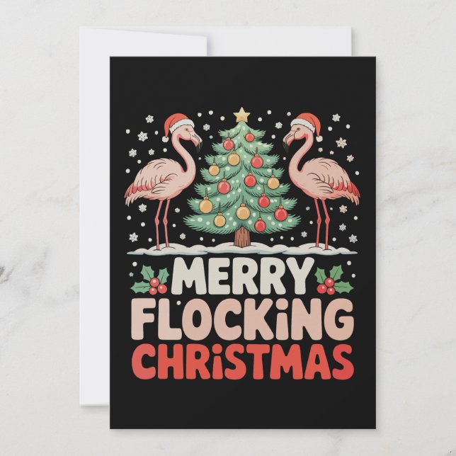 Flamingo Merry Flocking Weihnachten Funny Xmas (Vorderseite)