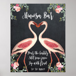 Flamingo Mimosa Bar Wedding Sign Chalkboard Poster