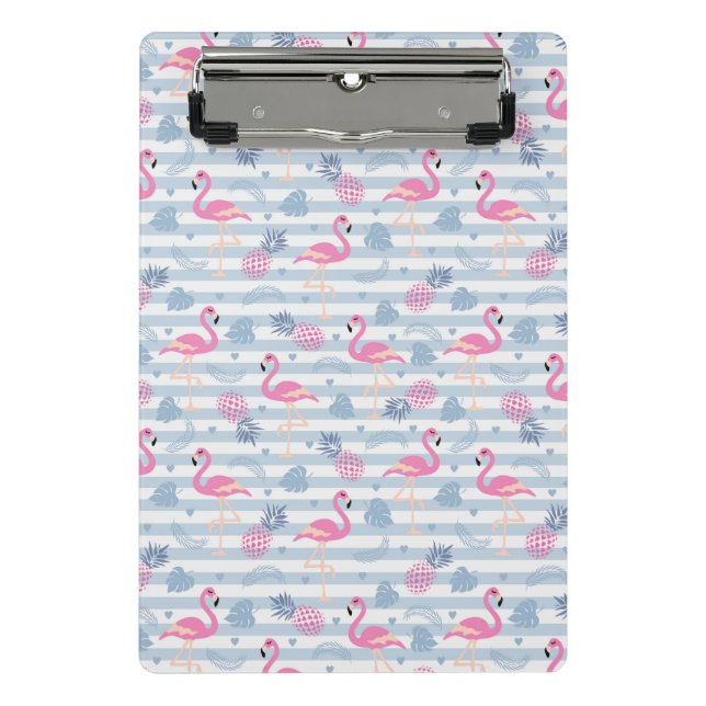 Flamingo Mini Clipboard - Rosa & Blau Klemmbrett (Vorderseite)