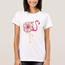 Flamingo mit Blume-Design T-Shirt