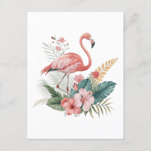 Flamingo mit Blume Feiertagspostkarte