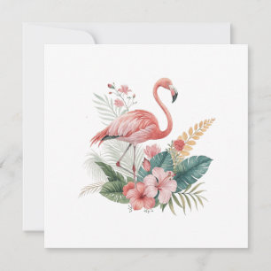Flamingo mit Blumen Feiertagskarte