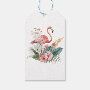 Flamingo mit Blumen Geschenkanhänger
