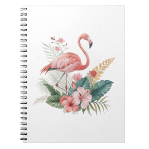 Flamingo mit Blumen Notizblock